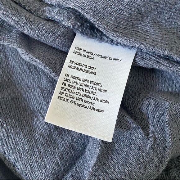 American Eagle Bell Sleeve Top Periwinkle Blue Lace Viscose Small - Picture 6 of 9